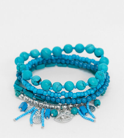 South Beach - Lot de bracelets - Bleu - Exclusivité Asos