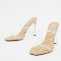 Steve Madden - Andrina - Sandales à talon en vinyle - Transparent-Fauve Asos