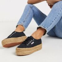 Superga - 2790 - Baskets à semelle plate-forme style espadrilles - Noir Asos