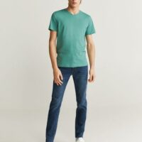 T-shirt coton col en v Nouvelle collection MANGO MAN