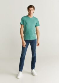 T-shirt coton col en v Nouvelle collection MANGO MAN