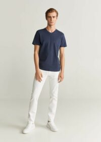 T-shirt coton col en v Nouvelle collection MANGO MAN