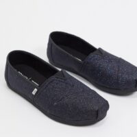 TOMS - Alpargata - Chaussures plates vegan - Noir pailleté Asos