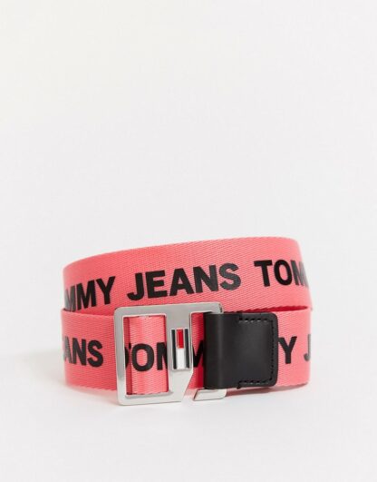 Tommy Jeans - Ceinture en toile avec logo - Rose Asos