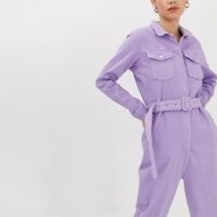 Tomorrow - Combinaison en denim bio à ceinture - Lilas-Violet Asos