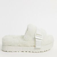 UGG - Fluffita - Sandales duveteuses style mules à logo - Blanc Asos