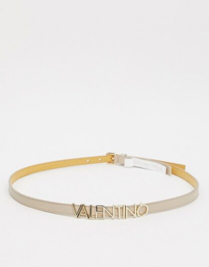 Valentino by Mario Valentino è Emma Winter - Ceinture fine à slogan - Taupe-Beige Asos