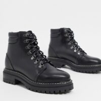 Whistles - Amber - Bottes en cuir à lacets - Noir Asos