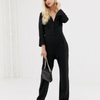 Y.A.S - Combinaison à décolleté plongeant large-Noir Asos