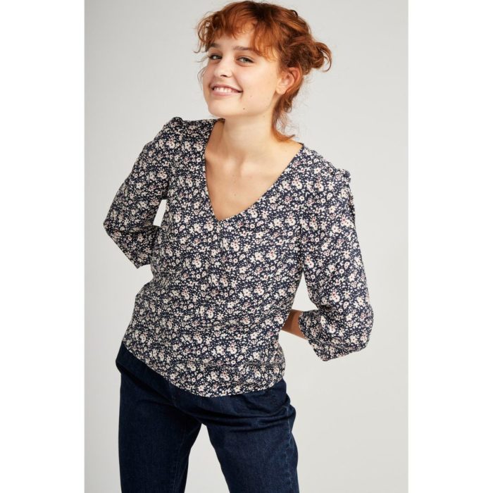 Blouse col v imprimée Naf Naf