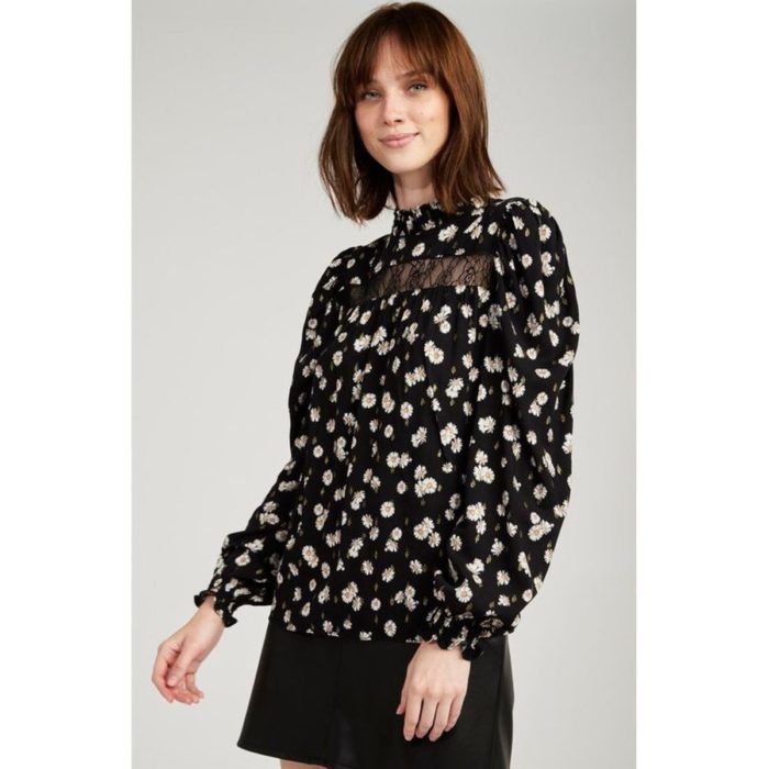 Blouse imprimé floral détail dentelle Naf Naf