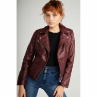 Blouson court en cuir Naf Naf