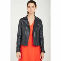 Blouson en cuir d'agneau style rock Naf Naf