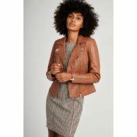 Blouson zippé en cuir Naf Naf