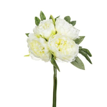 Bouquet de 4 pivoines artificielles blanches 30cm Zodio