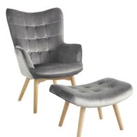 Fauteuil + tabouret - helline home - Gris