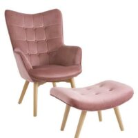 Fauteuil + tabouret - helline home - Rose