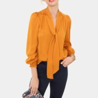 Blouse Bleuet à col lavallière Jaune Caroll