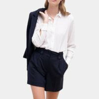 Chemise Spencer B en soie Blanc Caroll