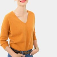 Pull Ambre en laine et cachemire femme Jaune Caroll