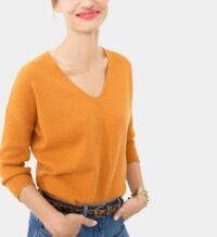 Pull Ambre en laine et cachemire femme Jaune Caroll