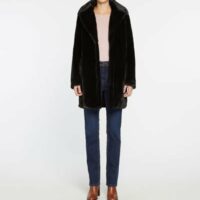 Manteau mi long droit Clovis façon fourrure Noir Caroll