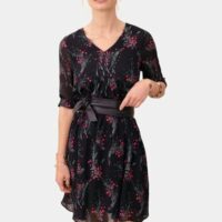 Robe courte Lucie en soie mélangée Noir Caroll