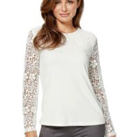 Lady : T-shirt avec manches en dentelle - Lady - Blanc