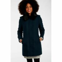 Manteau en laine col imitation fourrure Naf Naf