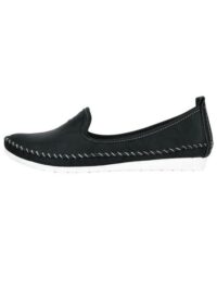 Mocassins femme colorés en cuir à surpiqures - Andrea Conti - Noir