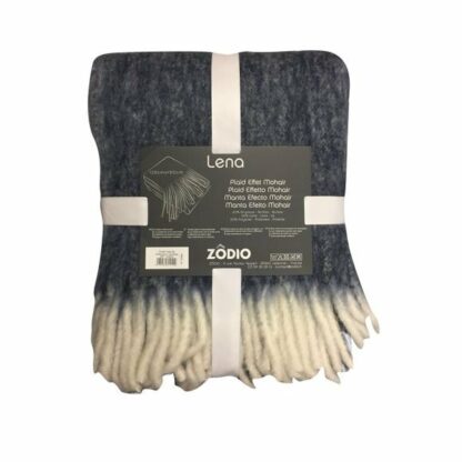 Plaid effet mohair à franges bleu cendré Lena 125x150cm Zodio