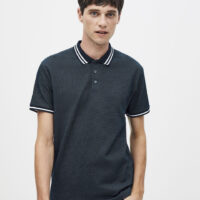 Polo coton mélangé motif jacquard CELIO