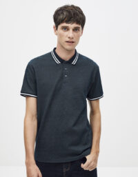 Polo coton mélangé motif jacquard CELIO