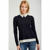 Pull avec col chemise broderie anglaise Naf Naf