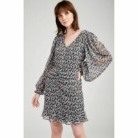 Robe cintrée en voile manches bouffantes Naf Naf