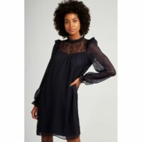 Robe courte col montant détail dentelle Naf Naf