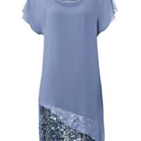 Robe de cocktail courte en voile et paillettes - PATRIZIA DINI - Bleu