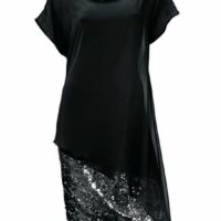 Robe de cocktail courte en voile et paillettes - PATRIZIA DINI - Noir