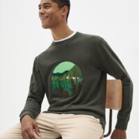 Sweat col rond brodé foret CELIO