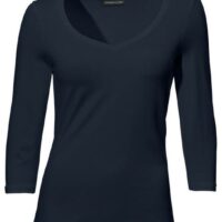 T-shirt basique femme avec manches 3/4 et col en V - ASHLEY BROOKE - Bleu