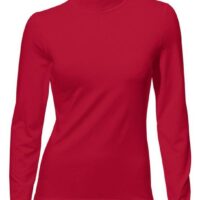 T-shirt femme col roulé uni à manches longues - LINEA TESINI - Rouge