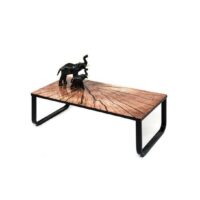 Table basse avec verre imprimé - helline home - Noir