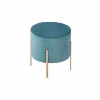 Tabouret en velours bleu living D34xH40cm Zodio