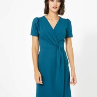 Robe longueur genoux unie bleu canard Jacqueline Riu