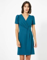 Robe longueur genoux unie bleu canard Jacqueline Riu
