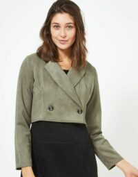 Veste courte en suédine unie kaki Jacqueline Riu