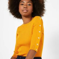 Pull fin uni jaune Jacqueline Riu