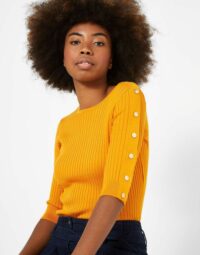 Pull fin uni jaune Jacqueline Riu