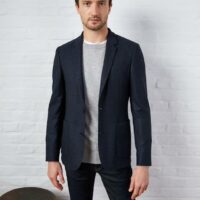 Blazer ajusté homme flanelle super 130's bleu chiné CYRILLUS