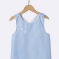 Blouse  Fille bleu ciel brodé colombe CYRILLUS